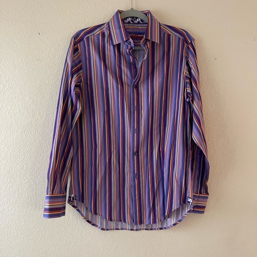 Robert graham purple striped button up